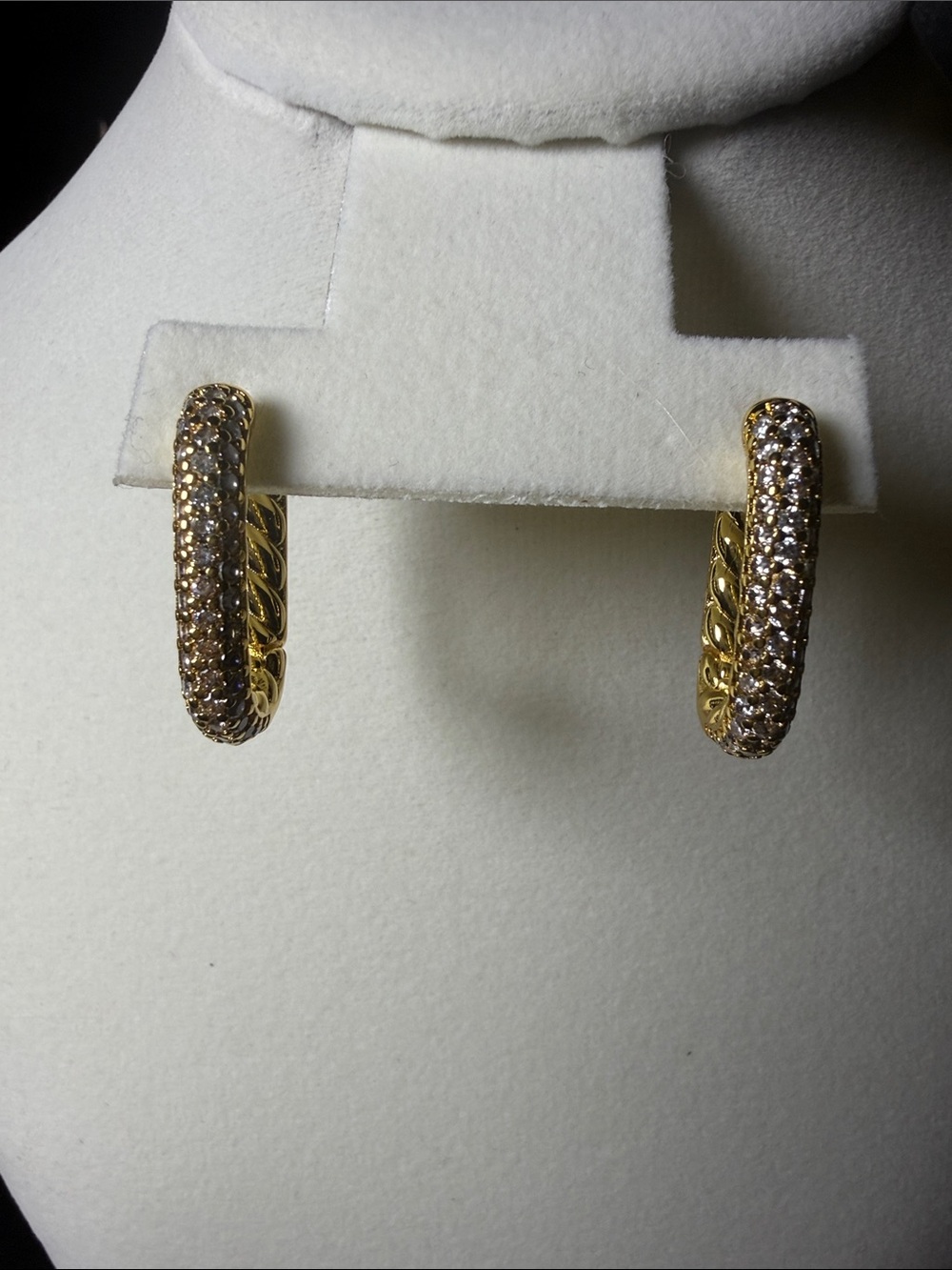 Gold Pavé Crystal Hoop Earrings